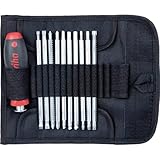 Wiha Schraubendreher mit Wechselklingen Set SYSTEM 6 (03591), 12 tlg. für tiefliegende Schrauben, Innensechskant/Kreuz/TORX/Schlitz inkl. Rolltasche