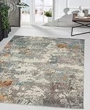 the carpet Palma robuster Teppich, Flachgewebe, modernes Design, ideal für Küche und Esszimmer, Vintage-Optik, Used-Look, besonders flach, auch für den Außenbereich, Grau, 200 x 290 cm