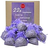 Quertee 22 Lavendelsäckchen mit duftenden Lavendel als Duftsäckchen - Mottenschutz gegen Motten im Kleiderschrank - Lavendelsäckchen zum Schlafen und Entspannen (132 g Lavendel)