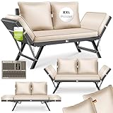 KESSER® Gartenbank Polyrattan Luna mit Liegefunktion Gartensofa 4 in 1 Verstellfunktion Gartencouch Wetterfest Balkonsofa Verstellbare Armlehnen, Extra Dicke & Weiche Polsterung Garten/Balkon/Terrasse