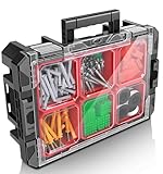 Anyyion Werkzeugkasten-Organizer, Kleinteilen-Werkzeugkasten, abnehmbar, stapelbar, transparente Abdeckplatte (rot)