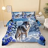 Bettdecke 240x220 grau, braun Bettdecke Ohne Bezug, 4 Jahreszeiten Bettdecke Wende Weiche Bettdecken Ganzjahresdecke Steppdecke 240x220 cm mit 2 Kissenbezug 80x80cm, Wolf402