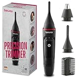 Beurer MN3X Präzisionstrimmer, batteriebetriebene Haarschneidemaschine, 3 hochwertige Aufsätze, Trimmer zum Formen und Trimmen von Nasen-, Ohren- & Augenbrauenhaaren, wasserdicht