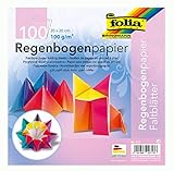 folia 717 - Faltblätter aus Regenbogenpapier, ca. 20 x 20 cm, 100 g/qm, 100 Blatt, farbig sortiert - ideal für Faltfiguren und andere kreative Bastelideen