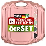 Blumtal Frühstücksbrettchen Kunststoff 25x15 cm im 6er Set - Brettchen spülmaschinenfest - Frühstücksbretter Kunststoff BPA-frei - Schneidebrett spülmaschinenfest - Frühstücksbrett Rose