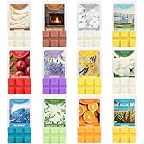 SCENTORINI Duftwachs für Duftlampe, 12 Düfte, Raumduft, Sojawachs Wax Melt, Geschenk Duftwachswürfel, für Kerzen Wärmer, Weihnach, Baumwolle, Leinen, Zitrus, Apfel Zimt, Kaschmir, Tahiti-Vanille