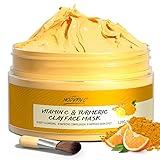 Kurkuma-Vitamin-C-Ton-Maske, tief reinigende Gesichtsmaske, Hautpflege, verbessert Mitesser, Akne, dunkle Flecken und gleicht den Hautton aus. Gesichtsmaske kontrolliert Öl und verfeinert die Poren