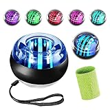 Gyroskopischer Handtrainer, Autostart Gyroball mit Handgelenkriemen, Handgelenkball mit LED Licht, Griffkraft Trainer, Unterarmtrainer Gyro Handtrainer für Handtraining Training der Armmuskulatur