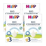 HiPP 3 Bio Combiotik (4 x 600g), Folgemilch ab 10. Monat, mit natürlichen Milchsäurekulturen, Vitamine C und D, GOS, Omega-3 (DHA, ALA), in bester Bio-Qualität