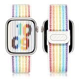 Ocaer Kompatibel mit Apple Watch Armband 41mm 40mm 38mm, Sport Nylon Ersatz iWatch Armband für Apple Watch Series 9 8 7 6 5 4 3 2 1 SE, Stoff Geflochtenes Solo Loop Band für Herren Damen(Bunt)