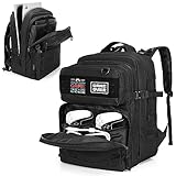 PGmoon Tactical Game Rucksack Kompatibel mit PS5/PS5 Slim/PS4 Konsole, Travel Carrying Case Aufbewahrungstasche für 15.6' Laptop, tragbaren Monitor, Controller, Headset und Spiel Zubehör