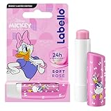 LABELLO Soft Rosé Daisy Limited Edition Disney (1 x 5,5 ml), feuchtigkeitsspendender Perlglanz Lipstick für Kinder, pflegender Lippenbalsam, langanhaltend feuchtigkeitsspendend