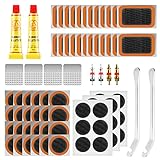 Sinofort Flickzeug Fahrrad 78 Stück Fahrrad Flickzeug Quadrat Fahrrad Flickzeug Set Kreisförmig Fahrradflickenzeug Mit Fahrradreifen Reparaturset für Fahrrad Motorrad Geländewagen