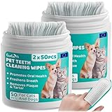 EcoEarth - Zahnreinigungstücher für Hunde & Katzen - Finger-Pads zur Zahnpflege für Haustiere für frischen Atem & Mundhygiene - Entfernen Plaque & Zahnstein - 100 Stück