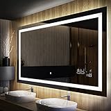 Badspiegel 120x70cm mit LED Beleuchtung - Wählen Sie Zubehör - Individuell Nach Maß - Beleuchtet Wandspiegel Lichtspiegel Badezimmerspiegel - LED Farbe zu Wählen Kaltweiß/Warmweiß L15