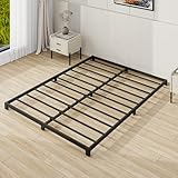 VERFARM Plattformbett aus Metall, Bettrahmen 140 x 200 cm - Höhe 8cm - Metallbett mit Lattenrost Metall, Modern Metallbett Für Erwachsene, Kinder, Jugendliche, Einfache Montage, Doppelbett Schwarz