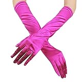 Party Handschuhe lange Brautfrauen Abschlussball Evening Satin Opera Brauthandschuh Handschuh Soft Girl Schmuck Set (Hot Pink, One Size)