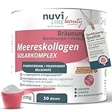 NUVILINE Beauty | Marine Collagen Bräunung Solarkomplex | Kollagen + Hydrolysiertes Keratin Melaline | Beschleunigte & Langanhaltende Bräune | Salzkaramell Geschmack | 200 g – 30 Tage