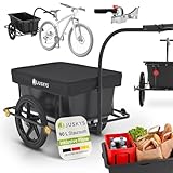 Juskys Fahrradanhänger 90 Liter - Lastenanhänger mit Kupplung, Deichsel — Anhänger für Fahrrad 40/80 kg Zuladung - Transportanhänger mit Schutzplane