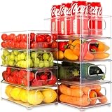 Set mit 8 spülmaschinenfesten, stapelbaren Kühlschrank-Organizern – transparente Kühlschrank-Aufbewahrungsbehälter mit Griffen – Organizer-Boxen für Kühlschrank, Schrank, Schrank, Speisekammer