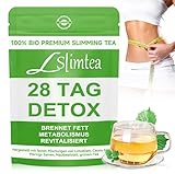 Detox Tee zum Abnehmen & Bauchfett Verbrennen – 28 Tage Stoffwechsel-Kur mit Lotusblatt, Moringa & Grüntee – Natürlicher Fettverbrenner, Vegan & Allergenfrei, Gegen Blähbauch