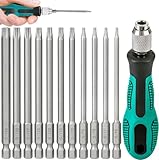 12 pcs Torx Schraubendreher Set,100mm T6-T40 Lang Magnetische Torx Set, Lang Schraubendreher,Schwarzen Handgriff,Sternenkopf Schraubenziehe Set