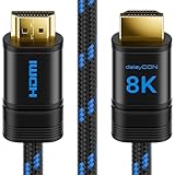 deleyCON 2m 8K HDMI 2.1 Kabel (48G, ULTRA Highspeed) 8K@60Hz 4K@120Hz 2K@144Hz/165Hz EARC HDCP 2.3/2.2 - Kompatibel mit DTS:X Dynamisches HDR Dolby Atmos TV PS5 Xbox Soundbar Monitor