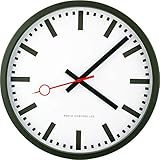 Eurotime Funkwanduhr, 35 cm, im Bahnhofsdesign, geräuscharmes Funkwerk, kein Ticken, Metallrahmen Mattschwarz, automatische Zeitein- und Zeitumstellung, für Wohnbereich oder Büro, 59530-05