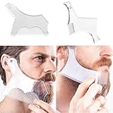 FENQURO 2 Stück Bartformer Schablone Bart Shaping Werkzeug Bart Styling-Schablone Transparent Bart Rasiervorlage Spitzbart-bart-Form Bartschneider Rasierschablone Set mit Bart-Styling-Kamm für Männer