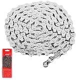 Fahrradkette 6/7/8-fach, 1/2 x 3/32 Zoll, Silber, Hochfester Stahl, Langlebig & Reibungslos, Kompatibel mit MTB, Rennrad, Sportbike