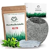 NORDHOLZ® Mentholkristalle Sauna 50g + Sauna Aromaschale aus Speckstein - Sauna Speckstein & Menthol Kristalle langanhaltender und intensiver Duft - Hochwertiges Sauna Zubehör für Deine Sauna