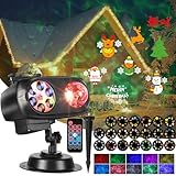 Litake Halloween Projektor Aussen,4/6/8 Mustermodi 15W 20 Folien Projektor Weihnachten Wasserdicht 10 Farben Ocean Wave LED Weihnachtsprojektor mit Remote für Geburtstag Party Hochzeit Deco