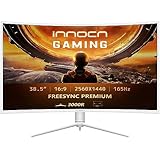 INNOCN Gaming Monitor Curved 39 Zoll, QHD 2K 2560 x 1440P 165Hz Bildschirm, FreeSync Premium, HDR, (HDMI 2.0, DP 1.4, Audio, Lautsprecher) Höhenverstellbar, VESA 100 * 100, Weiß, 39G1R