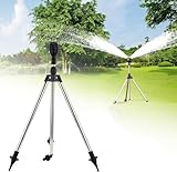 Rotating Tripod Sprinkler, Edelstahl Rotary Bewässerung Stativ Teleskop Unterstützung Sprinkler, Garten Rasensprenger 360 Grad Sprinkler für Hof, Garten, Rasen