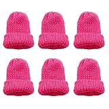 MIJOMA 6 Stück Set Eierwärmer-Strickmütze, Eiwärmer aus Strick, gestrickte Eierwärmermützen für Frühstückseier, Mini-Mütze Bastelbedarf, Geschenkidee Geburtstag Umzug Neueinzug (Pink)