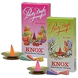 KNOX Räucherkerzen - 2er Set Partydüfte - Duft: blumig und fruchtig - Menge: 48 Stück - enthält 2 Glimmschale - Made in Germany