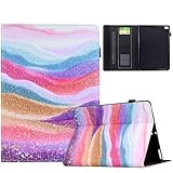 TEDTIKJT Hülle für iPad 9.7' 6th Gen/5th Gen 2018/2017 /iPad Air/iPad Air 2 PU Leder Flip Cover Schutzhülle Tiermuster Ständer Funktion Tablet Hülle mit Auto Schlafen/Wachen,Bunter Sand