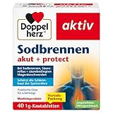 Doppelherz Sodbrennen akut + protect - Medizinprodukt bei Sodbrennen, Säurereflux + säurebedingten Magenbeschwerden - 40 Kautabletten mit Minzgeschmack