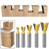 WSOOX 5 Stück Schwalbenschwanz Fräser Bohrersets Schwalbenschwanz Gemeinsame Fräser Set mit 8 mm Schaft(1/4' 3/8' 1/2' 5/8' 3/4')