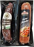 Salami Wurst Paket | frisch vom Metzger Rindersalami ganze Wurst & geräucherte Salami am Stück | Mettwurst geräuchert | als Schwein Rind Salami Geschenk verfügbar (Salami Set Rind Schwein)