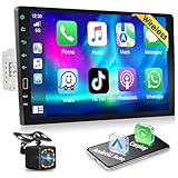 Motorsi 2-Din Bluetooth Autoradio Kabellos A-pple Carplay Android Auto Radio, 9’’ IPS Touchscreen Carplay Radio Mit IOS/Android Mirror Link EQ AM FM/RDS SWC USB, Rückfahrkamera