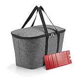 Set bestehend aus reisenthel coolerbag und Kühlakku - isolierte Kühltasche, faltbar, robust, mit Reißverschluss - 44,5 x 24,5 x 25 cm, Twist Silver