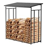 ISOISL Kaminholzregal Aussen 185 x 70 x 185 cm Holzaufbewahrung 2,3 m³ Kaminholzlager Stapelhilfe Aussen Metall Brennholzregal Garten Kaminholzlager Anthrazit