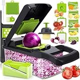 16 In 1 Gemüseschneider, Gemüse Schneider, Mandoline Gemüsehobel, Würfelschneider mit 7 Austauschbare Klingen Vegetable Chopper Dicer für Hobeln Von Obst Gemüse, Karotte, Kartoffel, Knoblauch