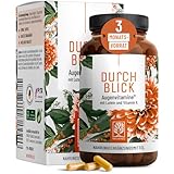 Augenvitamine - Lutein Zeaxanthin Komplex Kapseln mit Beta Carotin & Vitamin A hochdosiert & Vegan - 90 Augenkapseln mit Lutein 20mg für 3 Monate - Augen Vitamine - 100% natürlich