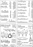 Silikonstempel Weihnachten Deutsch, 4 Blätter Clear Stamp Weihnachten, Frohe Weihnachten Stempel, Silikonstempel Winter Clear Stempel Set für DIY Bullet Journal Scrapbooking Fotoalbum Stempelset