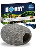 HOBBY Aquaristik Marble Cave 2 I 9 x 8 x 5 cm I Brut- und Versteckhöhle für Aquarien I Aquarium Dekoration I Deko Höhle für Zwergbuntbarsche, Welse und Garnelen I natürliches Aquariumzubehör