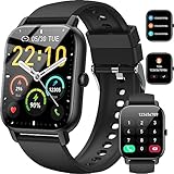 Smartwatch für Damen Herren, 1,85 Zoll Touchscreen Smart Watch mit Bluetooth Anrufe, IP68 Wasserdicht Fitnessuhr mit Herzfrequenzmonitor Schlafmonitor Schrittzähler, Sportuhr für iOS Android