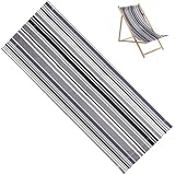 GORGECRAFT Strand Sling Stuhl Canvas 113x43cm Grau Schwarz Weiß Gestreift Ersatz Liegestuhl Stoff Klapp Liegestuhl Bezug Canvas Zum Sonnenbaden Garten Innenhof Terrasse Außenbereich