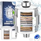 25 Stufen Duschfilter Kalkfilter Dusche mit Vitamin CE, Universal Ersatzpatrone für Duschfilter Entfernt Schwermetall,Shower Filter Water Kalkfilter Dusche,Konstanter Wasserdurchfluss Kalkfilter